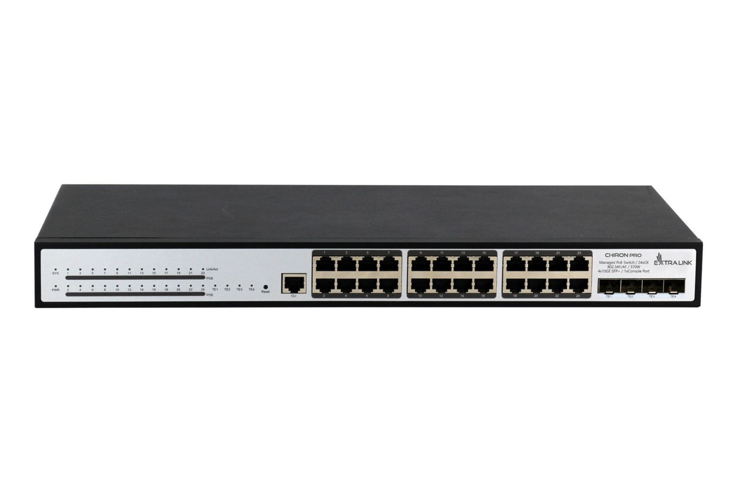 EXTRALINK Extralink Chiron Pro | Switch PoE | 24x RJ45 1000Mb/s PoE, 4x SFP+, L3, 370W - RETI | TecnoCARE.net Sabaudia, Latina, Terracina, San Felice Circeo e Pontinia
