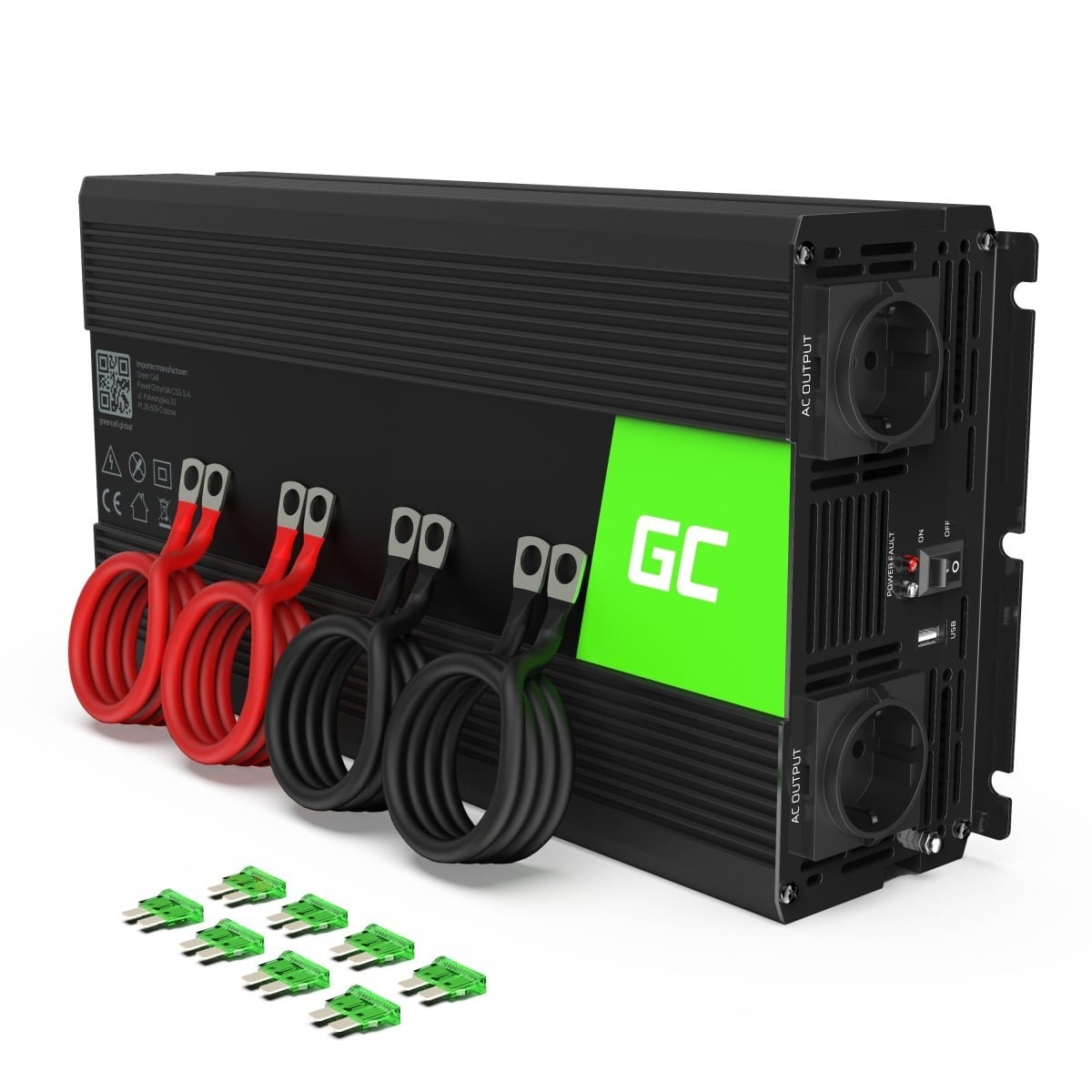 GREEN CELL Green Cell INV15 adattatore e invertitore Auto 3000 W Nero - BATTERIE E ALIMENTATORI | TecnoCARE.net Sabaudia, Latina, Terracina, San Felice Circeo e Pontinia