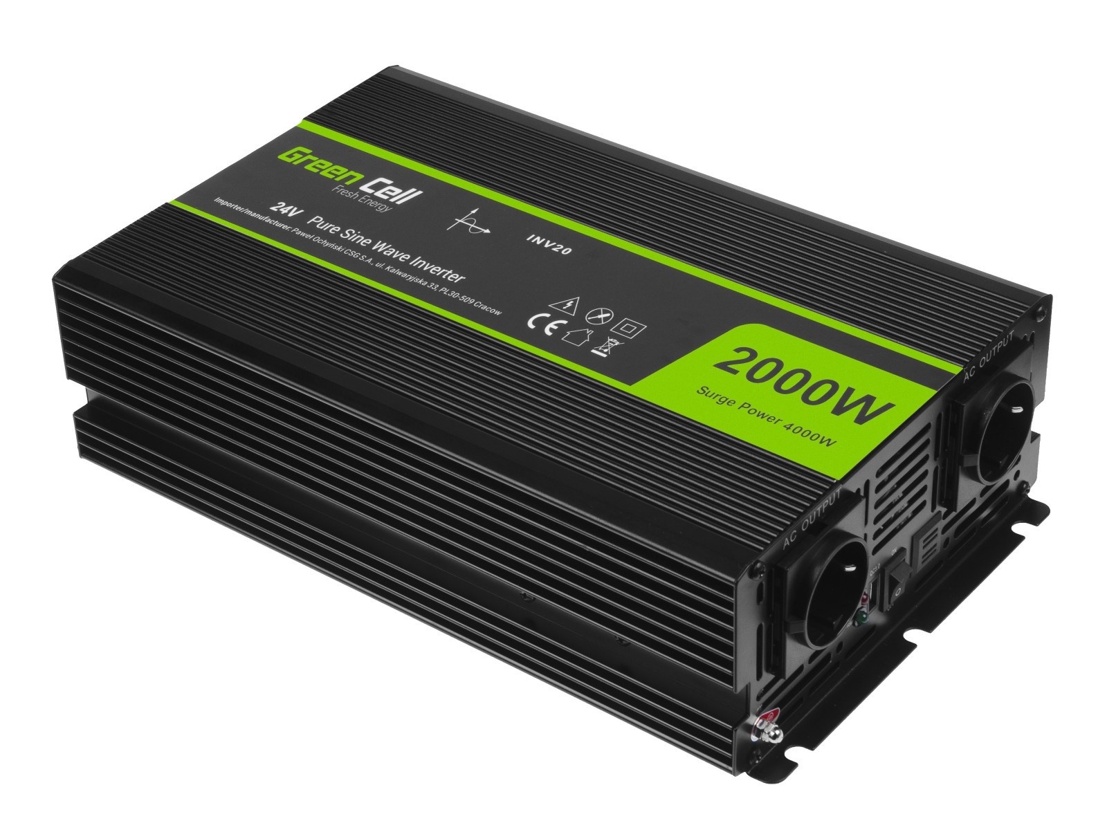 GREEN CELL Green Cell INV20 - Universale - Interno - 24 V - 4000 W - 230 V - DC-to-AC - BATTERIE E ALIMENTATORI | TecnoCARE.net Sabaudia, Latina, Terracina, San Felice Circeo e Pontinia