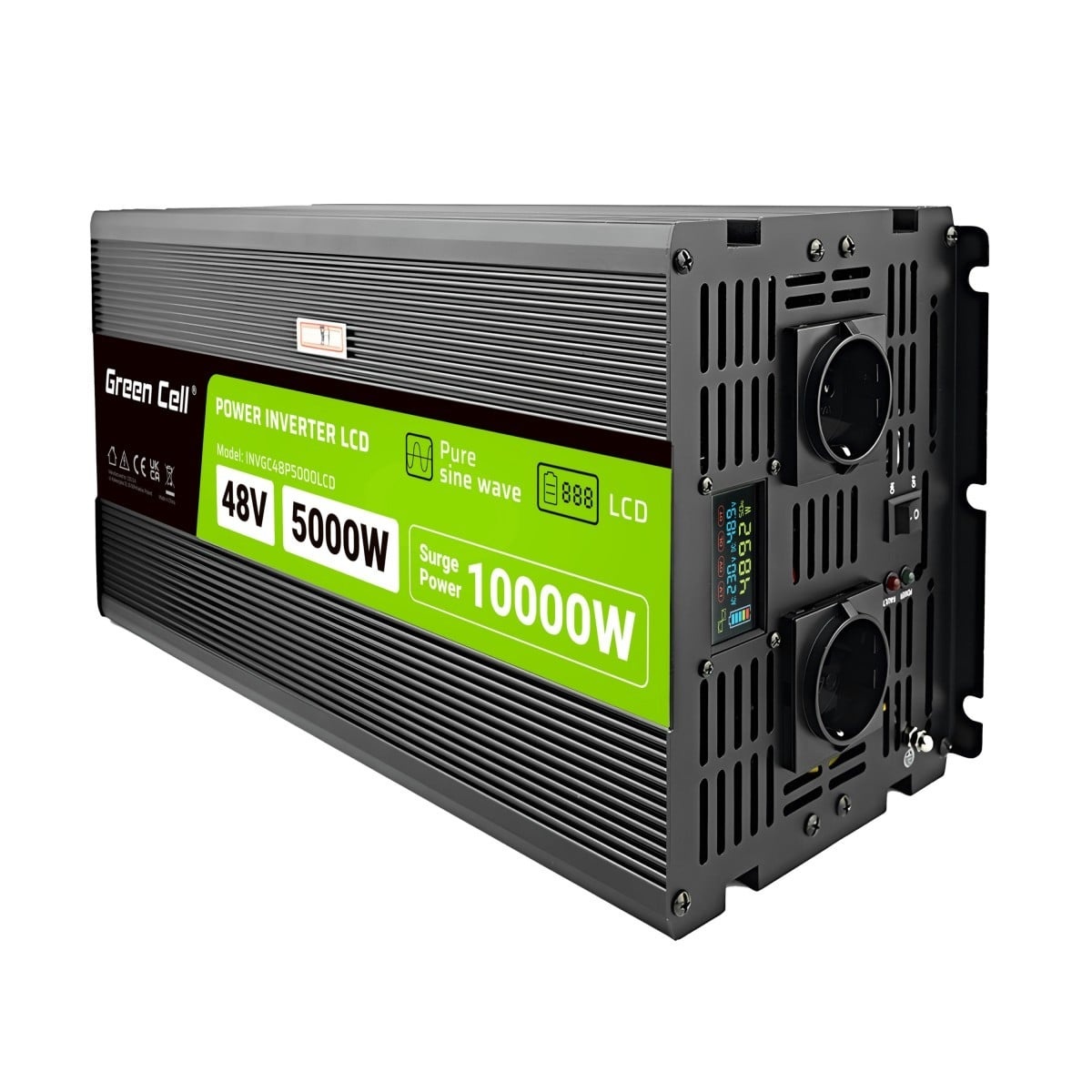 GREEN CELL Green Cell Przetwornica napicia PowerInverter LCD 48 V 5000W/10000W Przetwornica samochodowa z wywietlaczem - czysty sinus 10 kVA Nero - STABILIZZATORI DI RETE | TecnoCARE.net Sabaudia, Latina, Terracina, San Felice Circeo e Pontinia