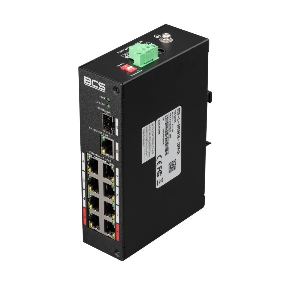 BCS BCS BCS-L-SP0801G-1SFP(2) Switch PoE Industriale 8 Porte per Montaggio su Binario DIN con Tecnologia exPoE 96W - RETI | TecnoCARE.net Sabaudia, Latina, Terracina, San Felice Circeo e Pontinia