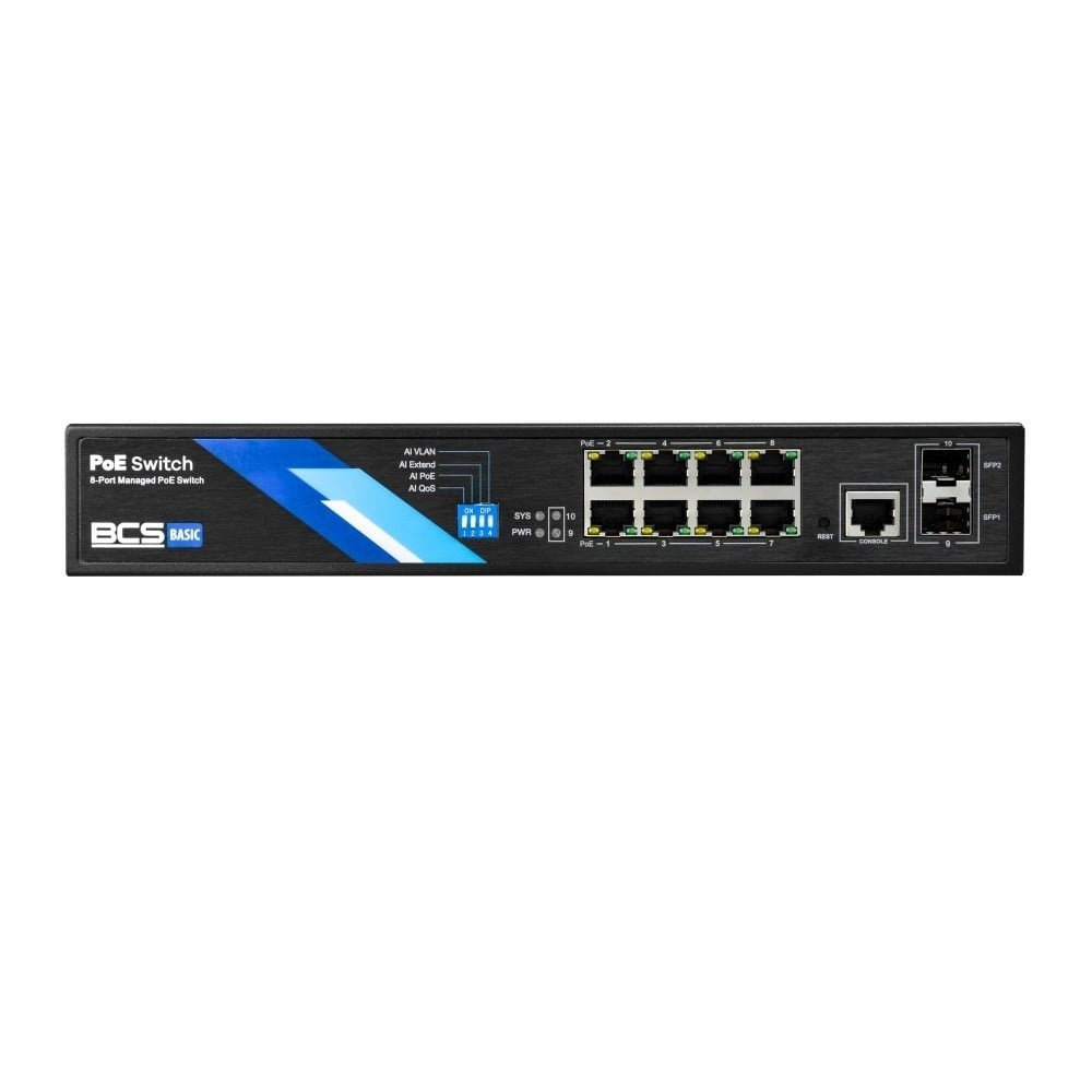 BCS BCS BCS-B-SP08G-2SFP-M Switch PoE Gestito 8 Porte con Uplink SFP 1Gbps - RETI | TecnoCARE.net Sabaudia, Latina, Terracina, San Felice Circeo e Pontinia
