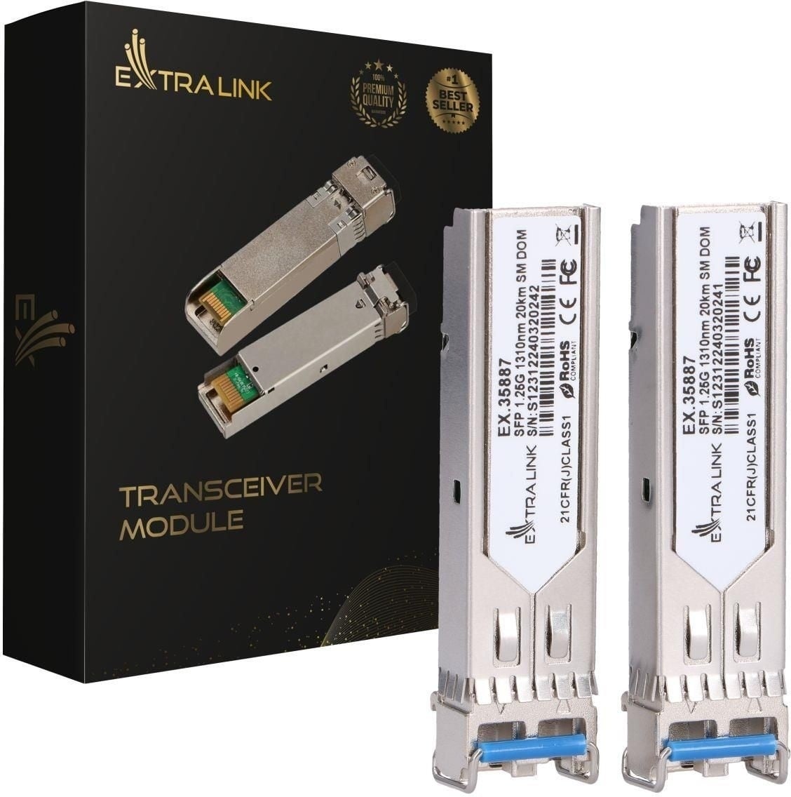 EXTRALINK Extralink SFP 1.25G 2-pack | Modulo SFP | 1,25Gbps, LC/UPC, 1310nm, 20km, mono modalità, DOM - RETI | TecnoCARE.net Sabaudia, Latina, Terracina, San Felice Circeo e Pontinia