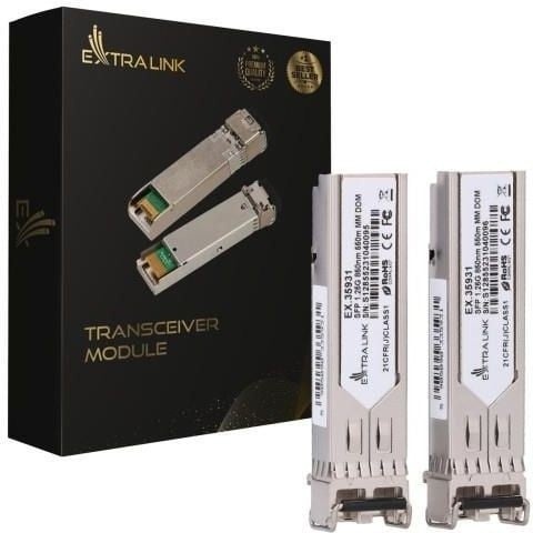 EXTRALINK Extralink SFP 1.25G 2-pack | Modulo SFP | 1,25Gbps, LC/UPC, 850nm, 550m, multimodale, DOM, Dedicato a HP/Aruba - RETI | TecnoCARE.net Sabaudia, Latina, Terracina, San Felice Circeo e Pontinia