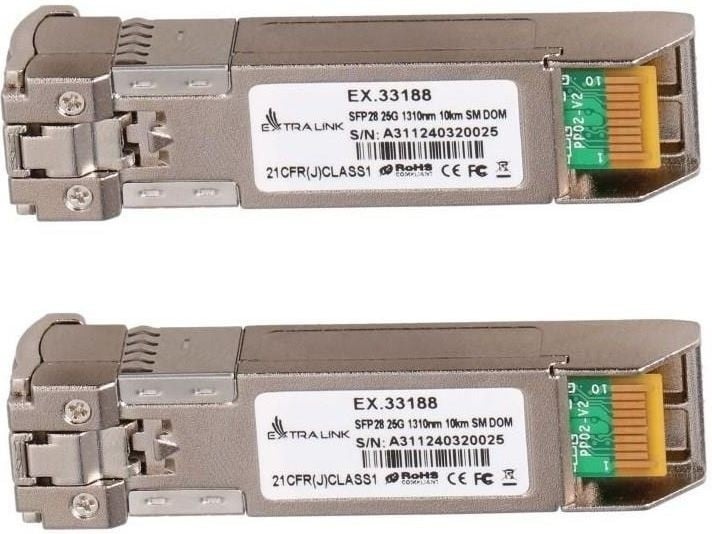 EXTRALINK Extralink SFP28 25G 2-Pack | Modulo SFP28 | 25Gbps, LC/UPC Duplex, 1310nm, 10km, modalità singola, DOM - RETI | TecnoCARE.net Sabaudia, Latina, Terracina, San Felice Circeo e Pontinia