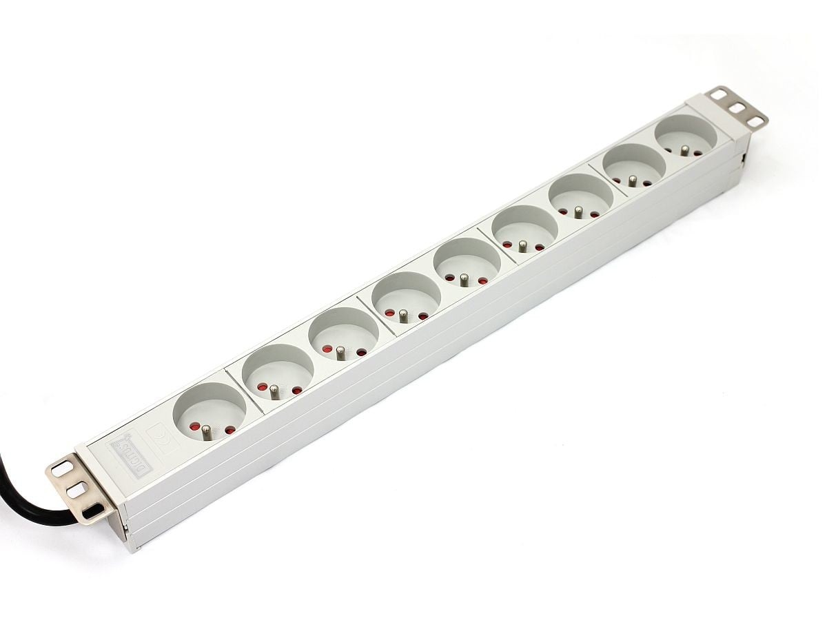 DIGITUS A-19-STRIP-3-IMP - 1U - Alluminio - Bianco - 9 presa(e) AC - 1,8 m - 250 V - BATTERIE E ALIMENTATORI | TecnoCARE.net Sabaudia, Latina, Terracina, San Felice Circeo e Pontinia