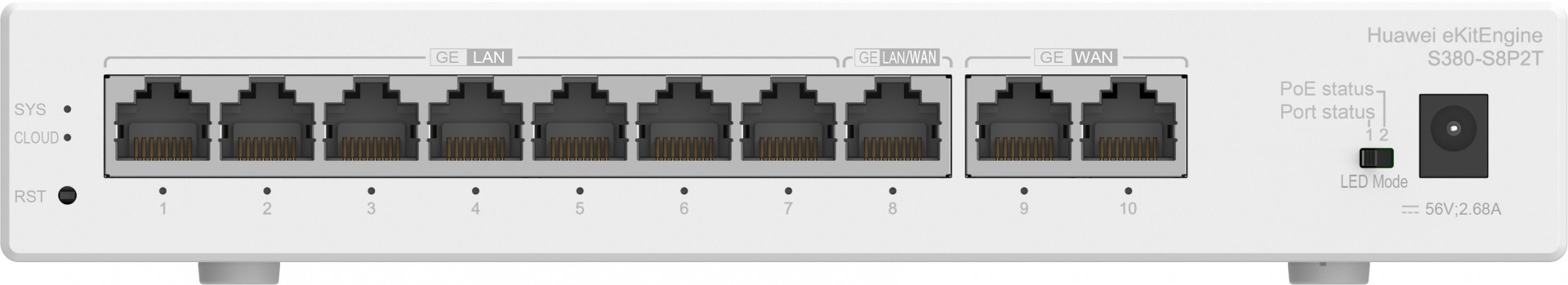 HUAWEI Huawei Gateway S380-S8P2T, 2*GE WAN, 8*GE LAN(PoE+, 124W) - RETI | TecnoCARE.net Sabaudia, Latina, Terracina, San Felice Circeo e Pontinia