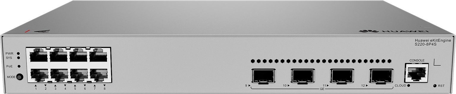 HUAWEI HUAWEI eKit S220 Series S220-8P4S Gestito L2 Gigabit Ethernet (10/100/1000) Supporto Power over Ethernet (PoE) 1U Grigio - RETI | TecnoCARE.net Sabaudia, Latina, Terracina, San Felice Circeo e Pontinia