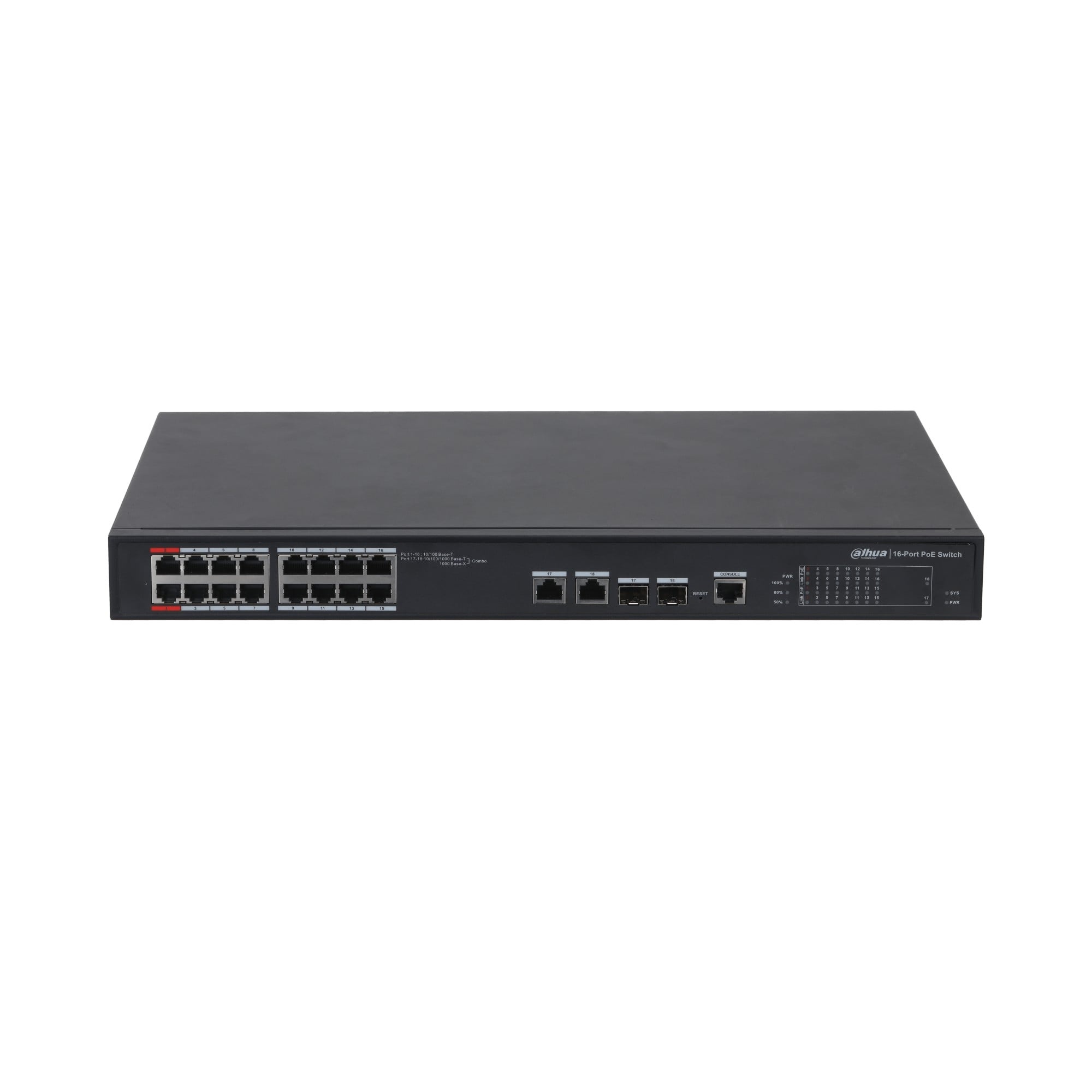 DAHUA Dahua PFS4218-16ET-240-V3 Switch PoE gestito da 16 porte 100 Mbps + 2 porte Gigabit - RETI | TecnoCARE.net Sabaudia, Latina, Terracina, San Felice Circeo e Pontinia