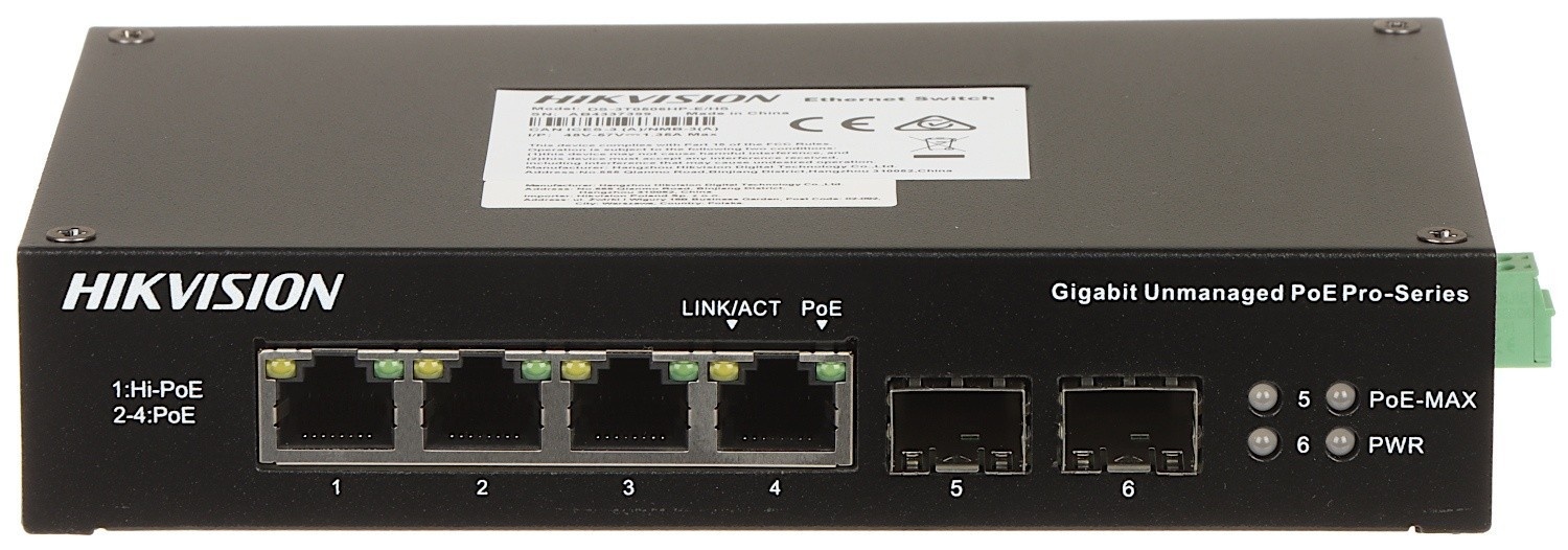 HIKVISION Hikvision DS-3T0506HP-E/HS 4 Port Gigabit Unmanaged Harsh POE Switch - RETI | TecnoCARE.net Sabaudia, Latina, Terracina, San Felice Circeo e Pontinia