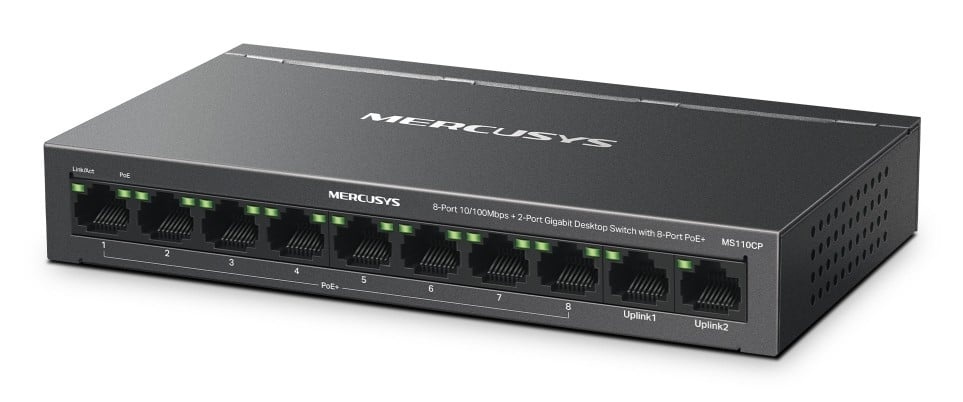 TP-LINK Mercusys MS110CP switch di rete Fast Ethernet (10/100) Supporto Power over Ethernet (PoE) Nero - RETI | TecnoCARE.net Sabaudia, Latina, Terracina, San Felice Circeo e Pontinia