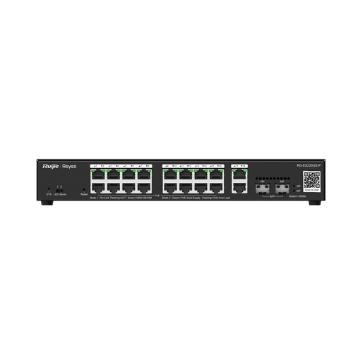 RUIJIEE REYEE SMART SWITCH POE GIGABIT 20 P. 16 P. POE/POE+, 2 P. UPLINK GIGABIT RJ45/SFP, POWER BUDGET 250W - SWITCH E HUB | TecnoCARE.net Sabaudia, Latina, Terracina, San Felice Circeo e Pontinia