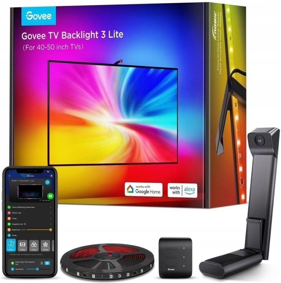 GOVEE Govee H6097 TV Backlight 3 Lite | Striscia LED | retroilluminazione per TV 40-50 pollici, RGBICW, Wi-Fi+Bluetooth - LAMPADINE | TecnoCARE.net Sabaudia, Latina, Terracina, San Felice Circeo e Pontinia