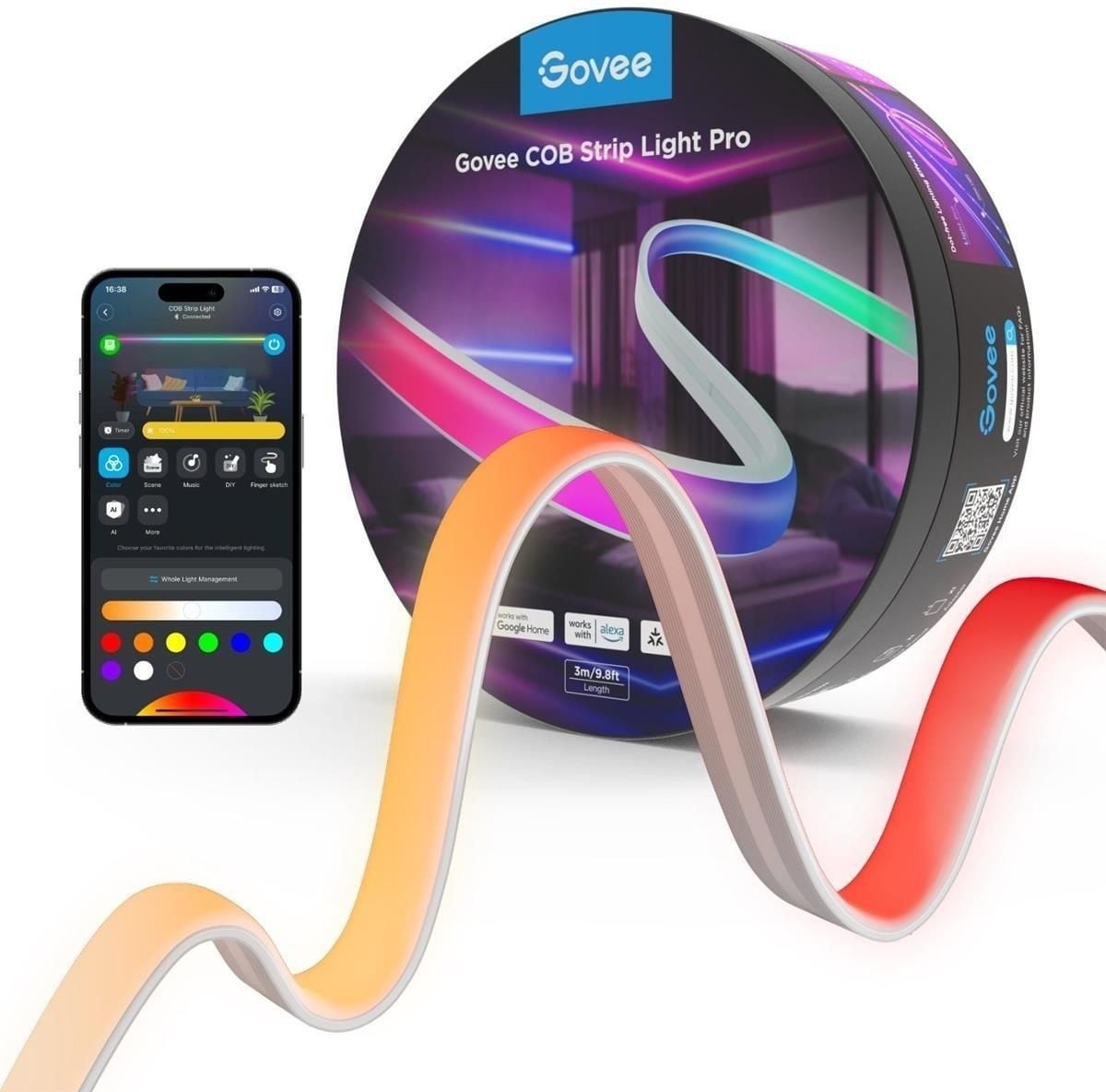 GOVEE Govee H61E5 COB Strip Lights Pro 3m | Striscia LED | Wi-Fi, Bluetooth, RGBICW - LAMPADINE | TecnoCARE.net Sabaudia, Latina, Terracina, San Felice Circeo e Pontinia