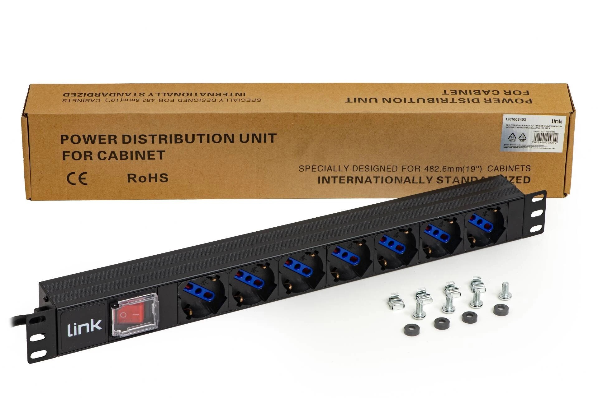 LINK MULTIPRESA DA RACK 19 7 PRESE UNIVERSALI CON INTERRUTTORE SPINA ITALIANA 16A CAVO MT 5 - ARMADI RACK ACCESSORI | TecnoCARE.net Sabaudia, Latina, Terracina, San Felice Circeo e Pontinia