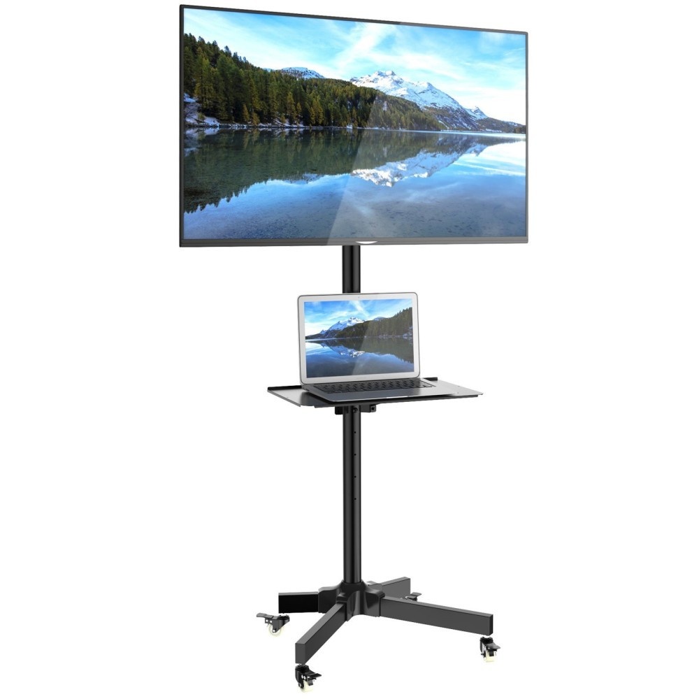 TECHLY Techly ICA-TR21 Supporto TV mobile 23-55" fino a 55kg con ripiano AV regolabile - ACCESSORI ED ELEMENTI PER APPARECCHIATURA AUDIO | TecnoCARE.net Sabaudia, Latina, Terracina, San Felice Circeo e Pontinia