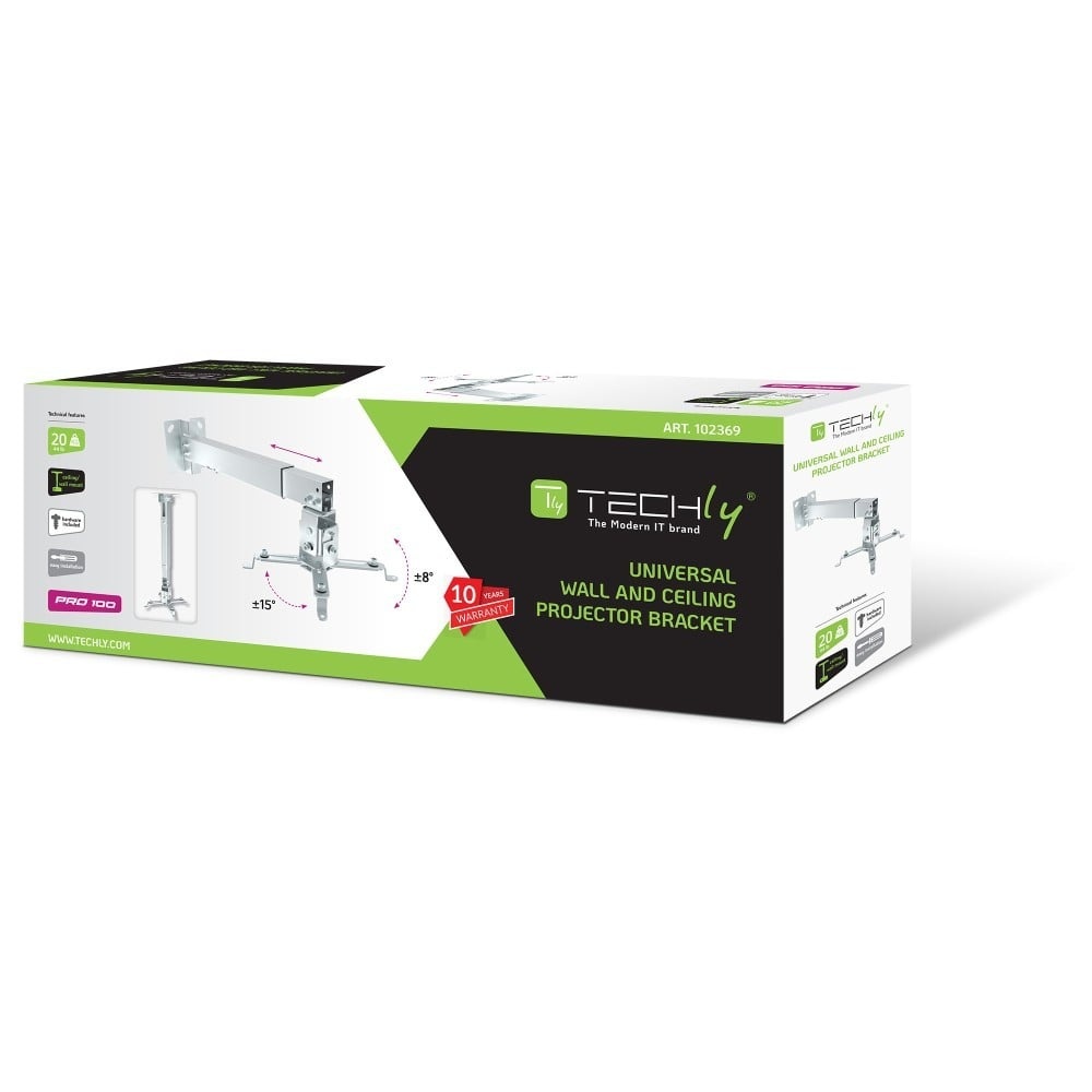 TECHLY Techly ICA-PM 16 Supporto per proiettore da soffitto e parete regolabile 43-65cm - ACCESSORI ED ELEMENTI PER APPARECCHIATURA AUDIO | TecnoCARE.net Sabaudia, Latina, Terracina, San Felice Circeo e Pontinia