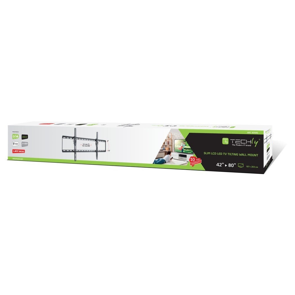 TECHLY Techly ICA-PLB 161XL Supporto a parete per TV 42-80" LED/LCD 60kg inclinabile slim 36mm - ACCESSORI ED ELEMENTI PER APPARECCHIATURA AUDIO | TecnoCARE.net Sabaudia, Latina, Terracina, San Felice Circeo e Pontinia