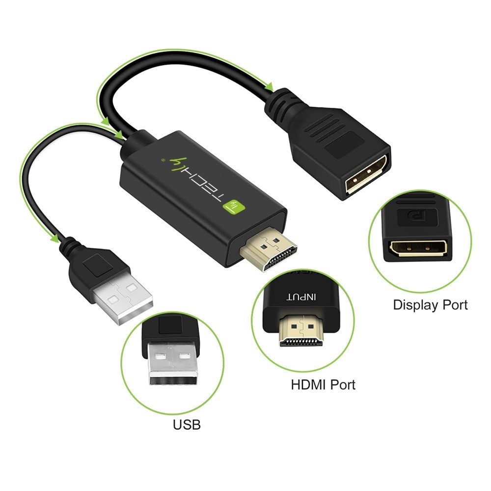 TECHLY Techly ICOC HDMI-DP12A Adattatore HDMI a DisplayPort alimentato USB 4K*30Hz M/F - ELABORAZIONI E DISTRIBUZIONI DEL SEGNALE | TecnoCARE.net Sabaudia, Latina, Terracina, San Felice Circeo e Pontinia