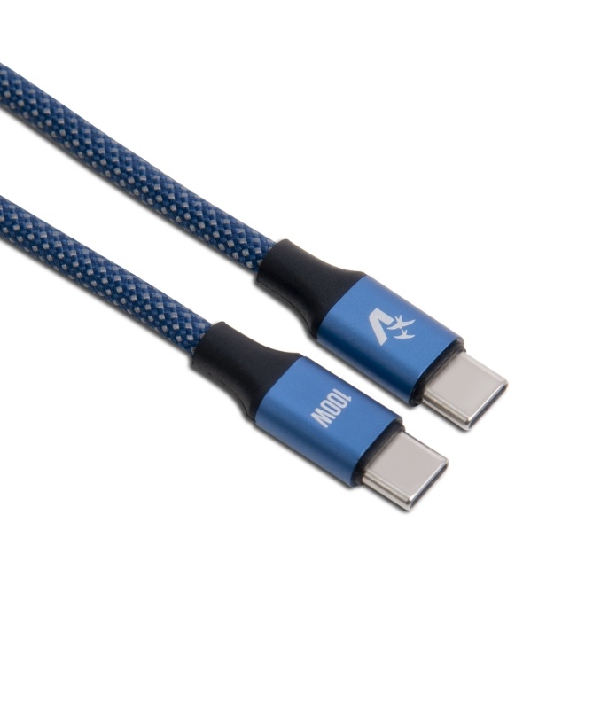 VULTECH VULTECH CAVO SMARTPHONE TYPE-C A TYPE-C 2m, 5.0A 100W, NYLON, BLU - CAVI USB | TecnoCARE.net Sabaudia, Latina, Terracina, San Felice Circeo e Pontinia