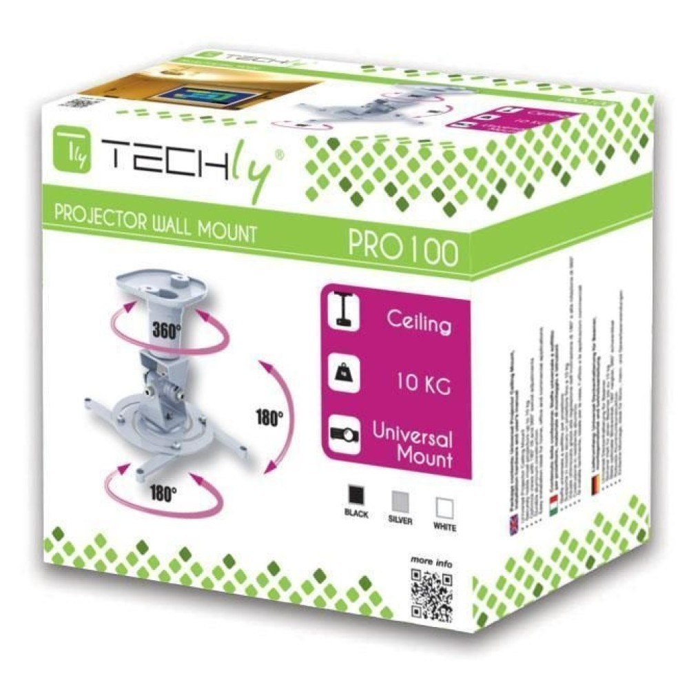 TECHLY Techly ICA-PM 100WH Braccio per proiettore da soffitto 22CM bianco - ACCESSORI ED ELEMENTI PER APPARECCHIATURA AUDIO | TecnoCARE.net Sabaudia, Latina, Terracina, San Felice Circeo e Pontinia