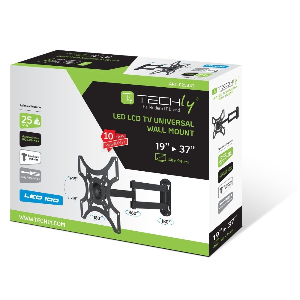 TECHLY Techly ICA-LCD 2923B Supporto a parete per TV 19-37" LED/LCD 25kg girevole inclinabile - ACCESSORI ED ELEMENTI PER APPARECCHIATURA AUDIO | TecnoCARE.net Sabaudia, Latina, Terracina, San Felice Circeo e Pontinia