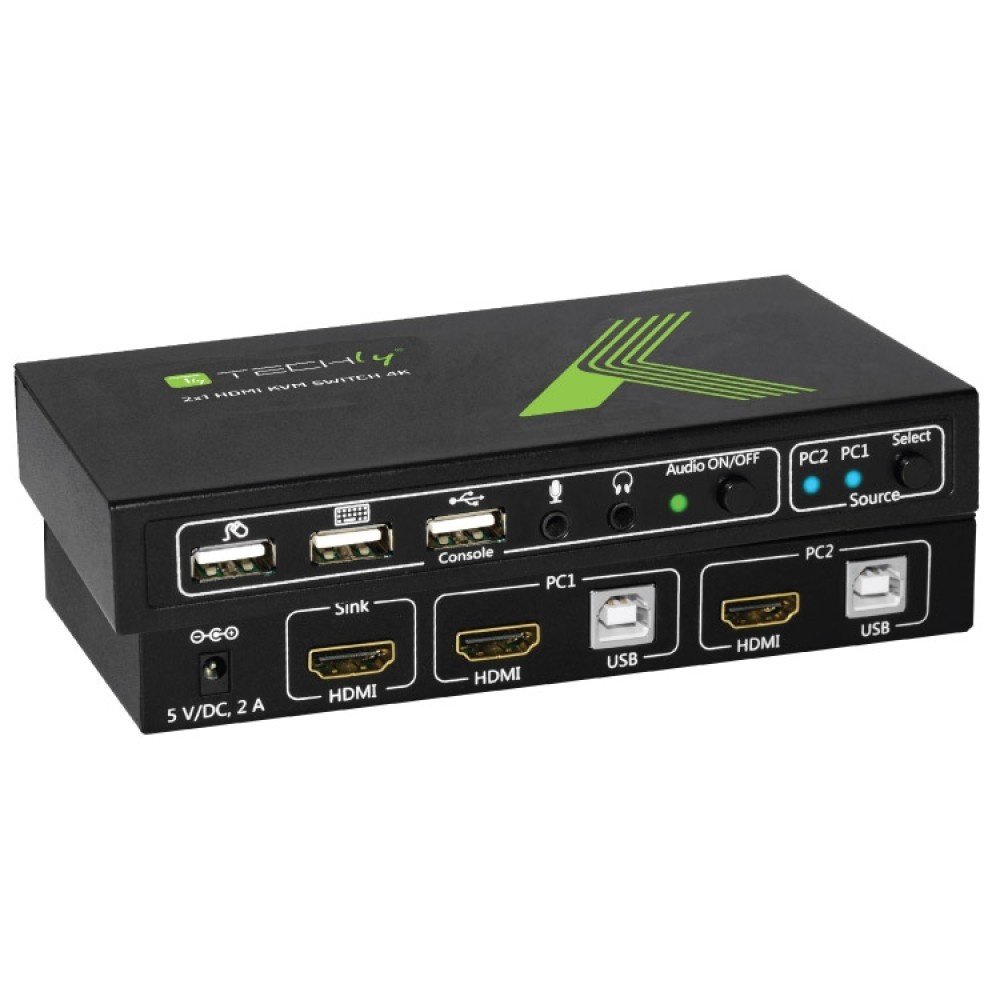 TECHLY Techly IDATA KVM-HDMI2U Switch KVM 2x1 HDMI/USB 4K60Hz con USB 2.0 - TASTIERE E CONTROLLER | TecnoCARE.net Sabaudia, Latina, Terracina, San Felice Circeo e Pontinia
