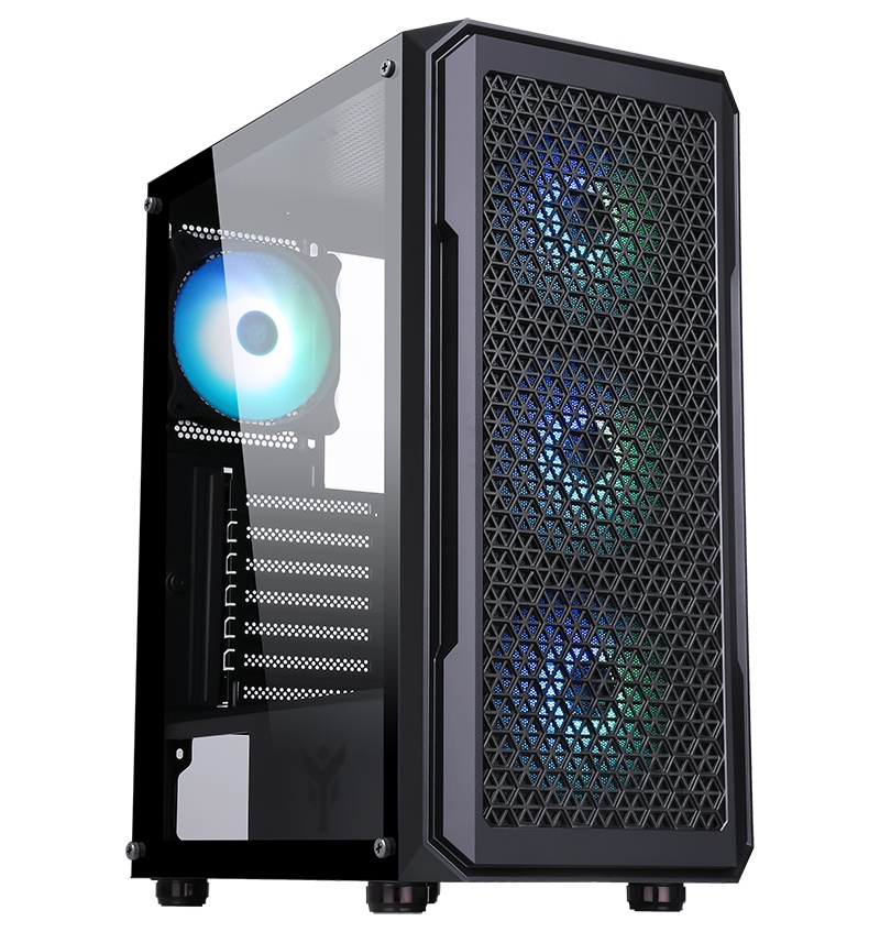 ITEK ITEK CASE SIX TRIANGLE - GAMING  MIDDLE TOWER, 4X12CM ARGB FAN,  USB3, SIDE PANEL TEMP GLASS - CASE | TecnoCARE.net Sabaudia, Latina, Terracina, San Felice Circeo e Pontinia