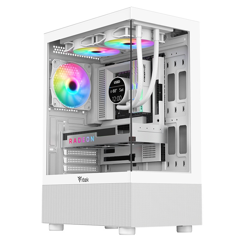 ITEK ITEK CASE SHOWBUI 33W,GAMING TOWER ATX, 12CM ARGB FAN, USB3, SIDE  FRONT PANEL TEMP GLASS, WHITE - CASE | TecnoCARE.net Sabaudia, Latina, Terracina, San Felice Circeo e Pontinia