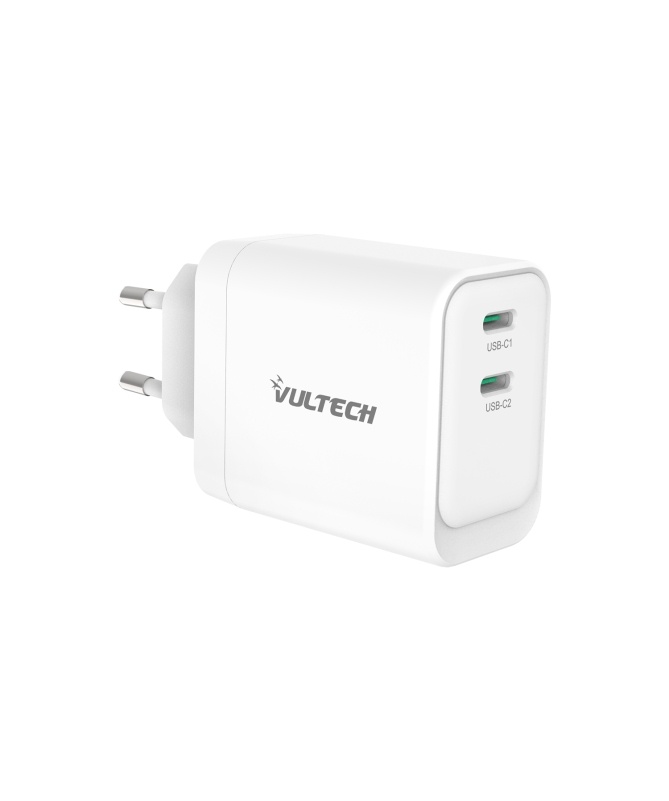 VULTECH VULTECH CARICATORE ADATTATORE UNIVERSALE, 2 X TYPE-C, PD45 GAN PPS 45W, BIANCO COMPATTO - CARICABATTERIE | TecnoCARE.net Sabaudia, Latina, Terracina, San Felice Circeo e Pontinia