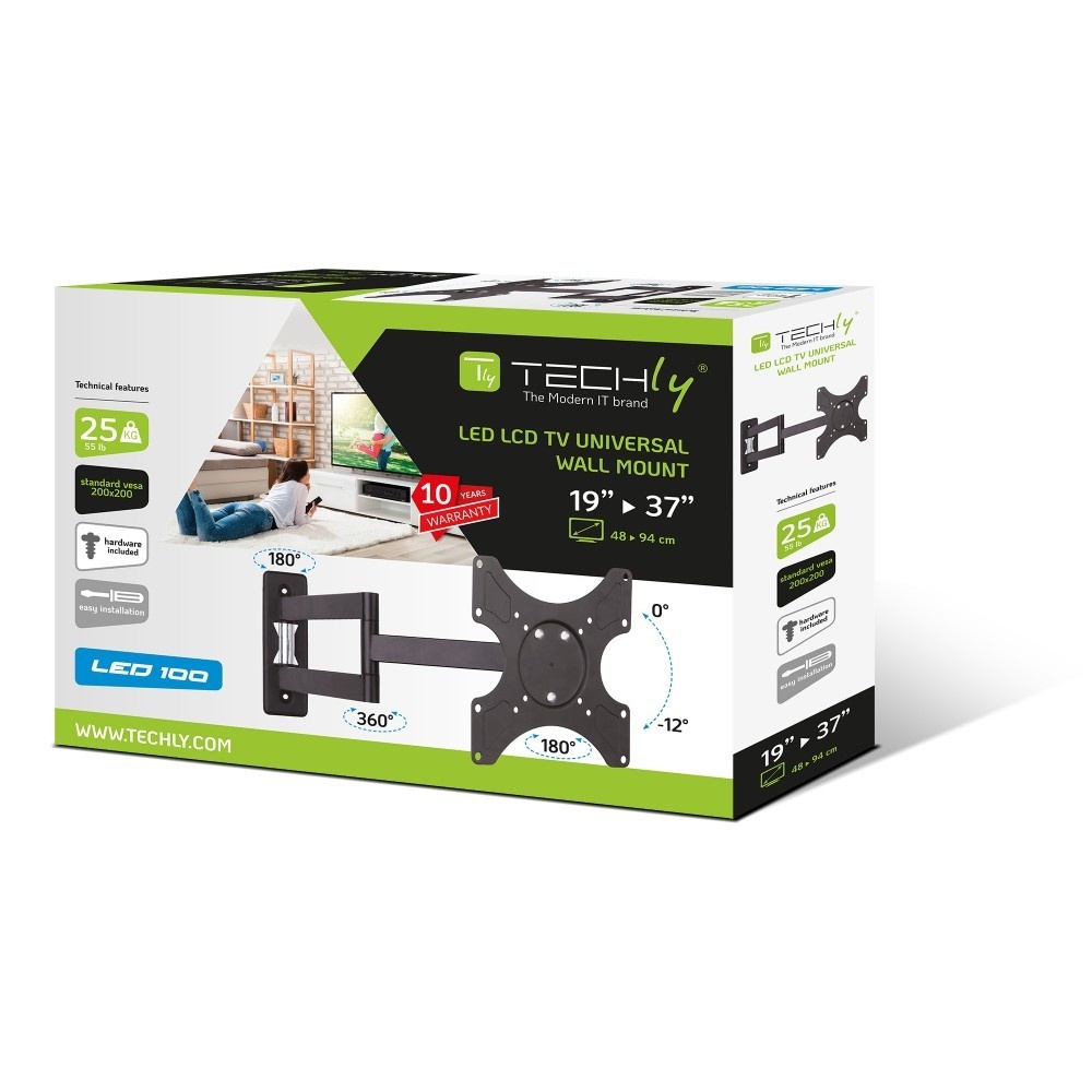 TECHLY Techly ICA-LCD 2903 Supporto a parete per TV 19-37" LED/LCD 25kg girevole inclinabile - ACCESSORI ED ELEMENTI PER APPARECCHIATURA AUDIO | TecnoCARE.net Sabaudia, Latina, Terracina, San Felice Circeo e Pontinia