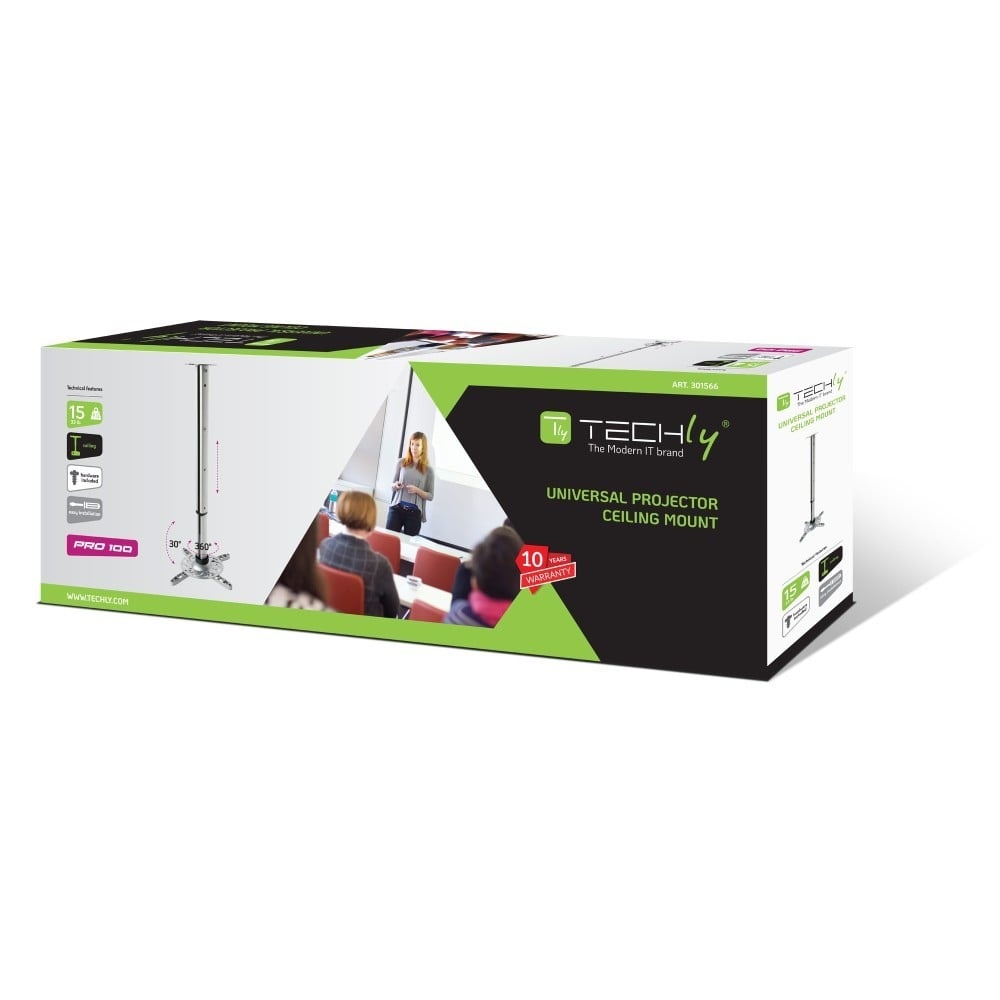 TECHLY Techly ICA-PM 102XL Supporto per proiettore da soffitto 60-102cm girevole argento - ACCESSORI ED ELEMENTI PER APPARECCHIATURA AUDIO | TecnoCARE.net Sabaudia, Latina, Terracina, San Felice Circeo e Pontinia