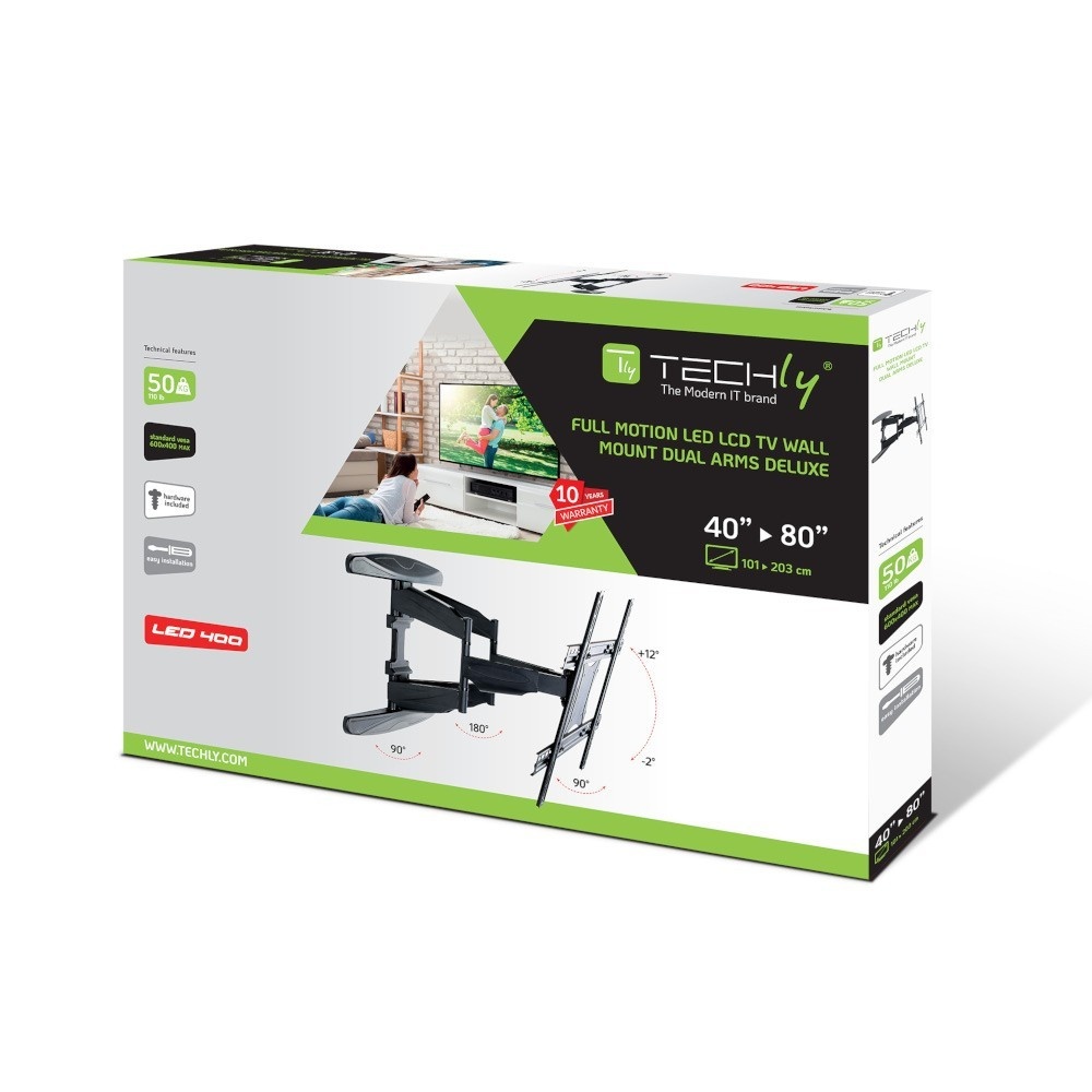 TECHLY Techly ICA-PLB 172L Supporto a parete per TV 40-80" LED/LCD 50kg girevole inclinabile - ACCESSORI ED ELEMENTI PER APPARECCHIATURA AUDIO | TecnoCARE.net Sabaudia, Latina, Terracina, San Felice Circeo e Pontinia