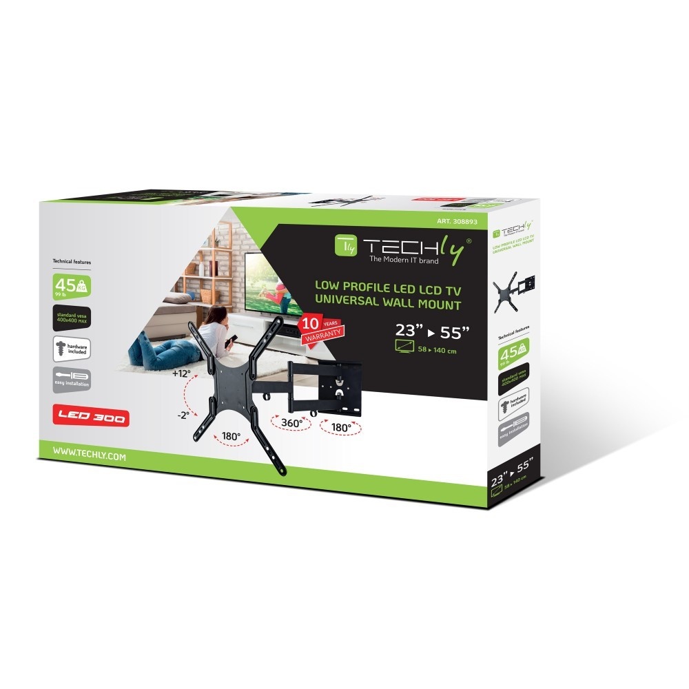 TECHLY Techly ICA-PLB 136M Supporto a parete per TV 23-55" LED/LCD 45kg girevole inclinabile - ACCESSORI ED ELEMENTI PER APPARECCHIATURA AUDIO | TecnoCARE.net Sabaudia, Latina, Terracina, San Felice Circeo e Pontinia
