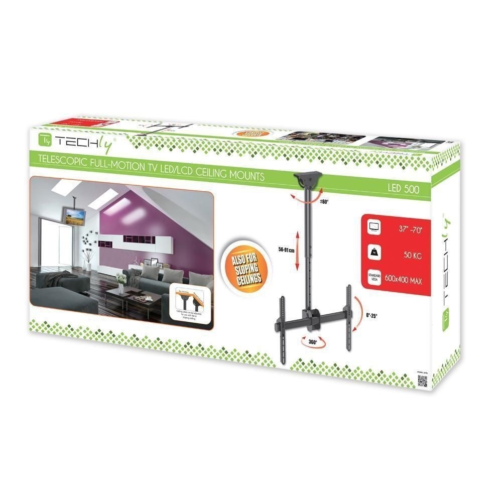 TECHLY Techly ICA-CPLB 946S Supporto a soffitto per TV 37-70" LED/LCD 50kg regolabile - ACCESSORI ED ELEMENTI PER APPARECCHIATURA AUDIO | TecnoCARE.net Sabaudia, Latina, Terracina, San Felice Circeo e Pontinia