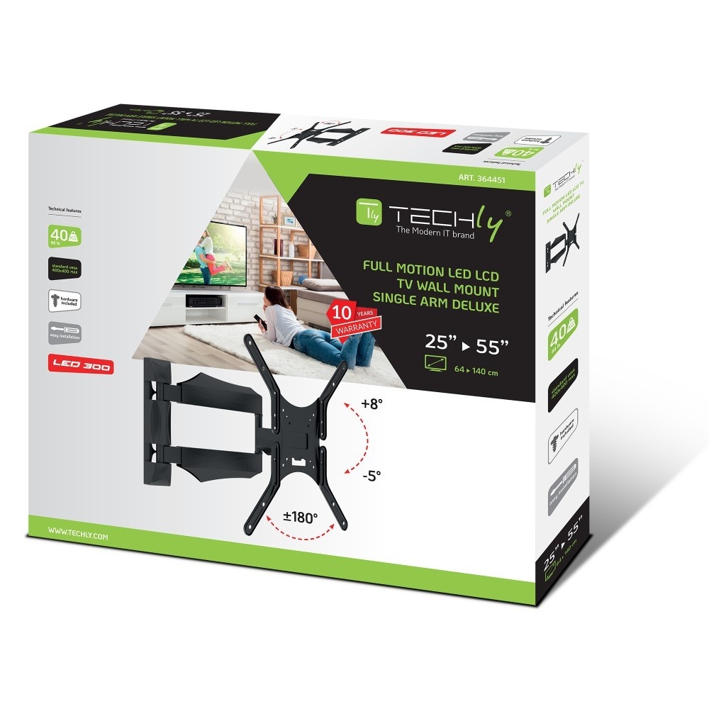 TECHLY Techly ICA-PLB 271M Supporto a parete per TV 25-52" LED/LCD 40kg girevole inclinabile - ACCESSORI ED ELEMENTI PER APPARECCHIATURA AUDIO | TecnoCARE.net Sabaudia, Latina, Terracina, San Felice Circeo e Pontinia