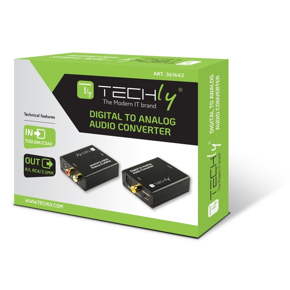 TECHLY Techly IDATA SPDIF-9 Convertitore DAC Digitale SPDIF/Coassiale a RCA/3.5mm Analogico - ELABORAZIONI E DISTRIBUZIONI DEL SEGNALE | TecnoCARE.net Sabaudia, Latina, Terracina, San Felice Circeo e Pontinia