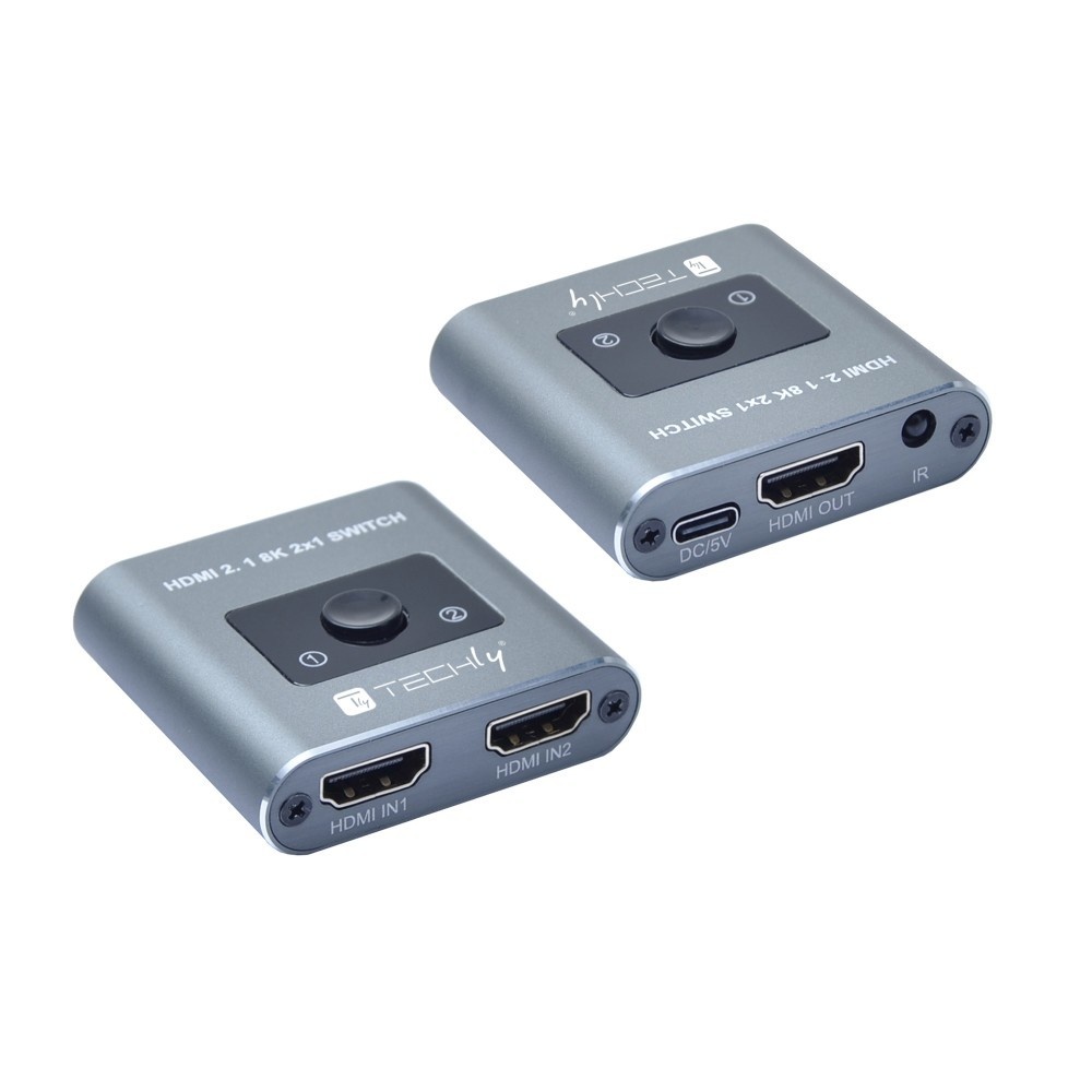 TECHLY Techly IDATA HDMI-2128KT Interruttore HDMI 2.1 2x1 8K60Hz con telecomando - ELABORAZIONI E DISTRIBUZIONI DEL SEGNALE | TecnoCARE.net Sabaudia, Latina, Terracina, San Felice Circeo e Pontinia