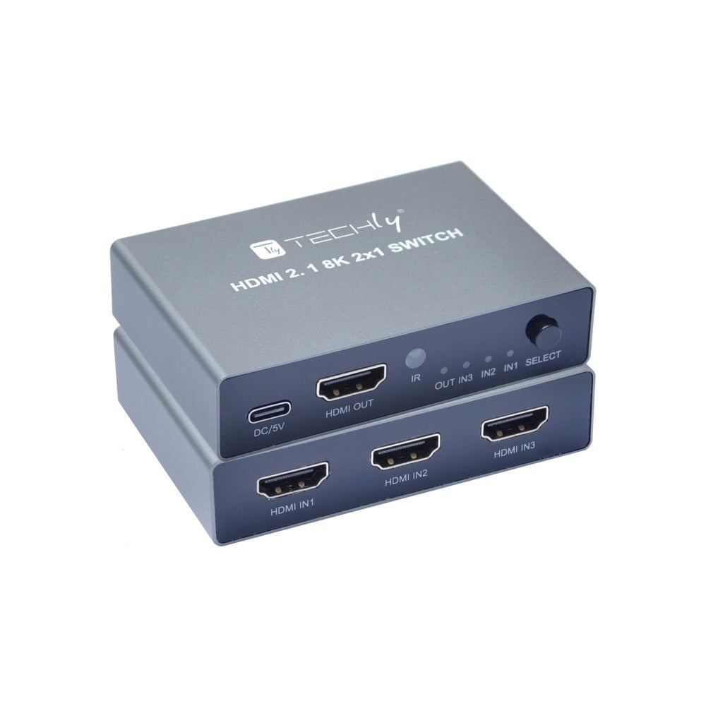 TECHLY Techly IDATA HDMI-2138KT Switch HDMI 2.1 3x1 8K60Hz con Telecomando - ELABORAZIONI E DISTRIBUZIONI DEL SEGNALE | TecnoCARE.net Sabaudia, Latina, Terracina, San Felice Circeo e Pontinia