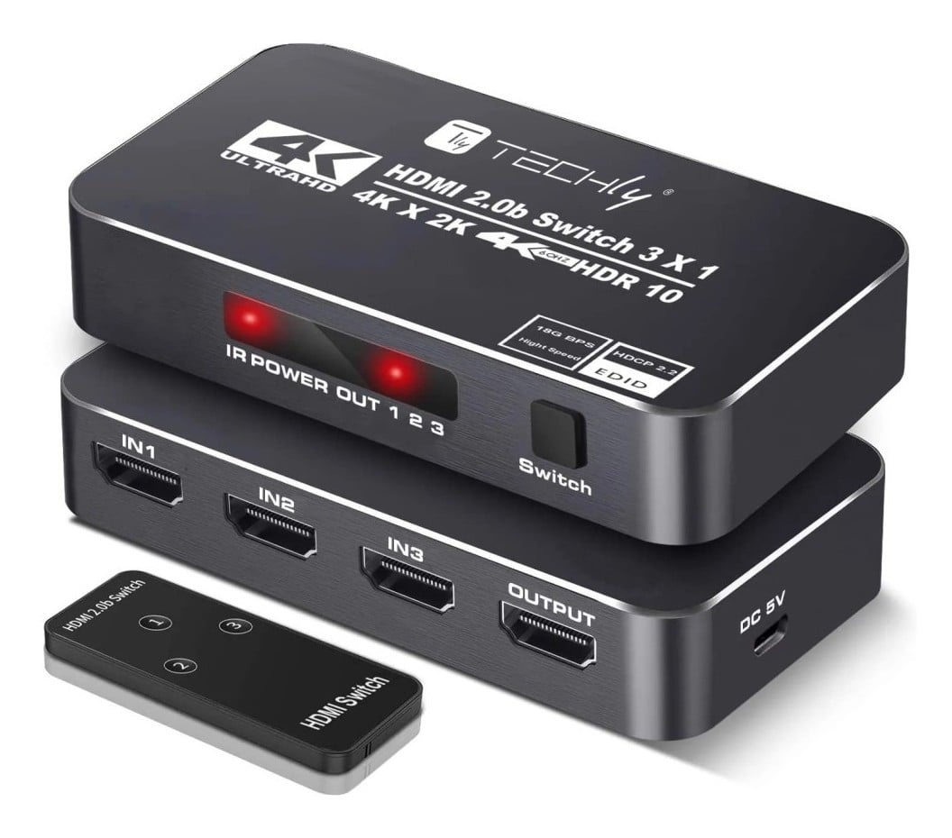 TECHLY Techly IDATA HDMI2-4K3160B Switch HDMI 2.0b 3x1 4K60Hz con telecomando - ELABORAZIONI E DISTRIBUZIONI DEL SEGNALE | TecnoCARE.net Sabaudia, Latina, Terracina, San Felice Circeo e Pontinia