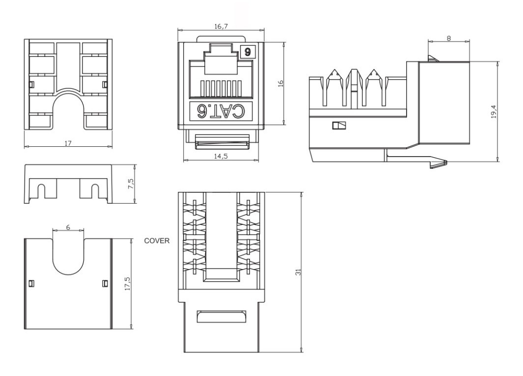 TECHLY Techly IWP-KIT-C6U90 Set di 24 moduli Keystone Cat6 UTP con attrezzo per crimpare - DISPOSITIVI E ACCESSORI DI CABLAGGIO | TecnoCARE.net Sabaudia, Latina, Terracina, San Felice Circeo e Pontinia