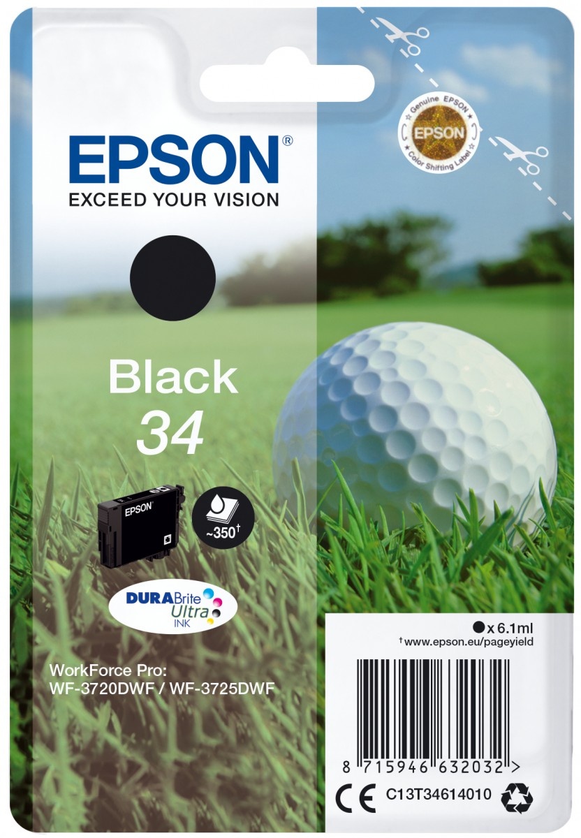 EPSON Epson Golf ball Singlepack Black 34 DURABrite Ultra Ink - STAMPANTI E SCANNER | TecnoCARE.net Sabaudia, Latina, Terracina, San Felice Circeo e Pontinia