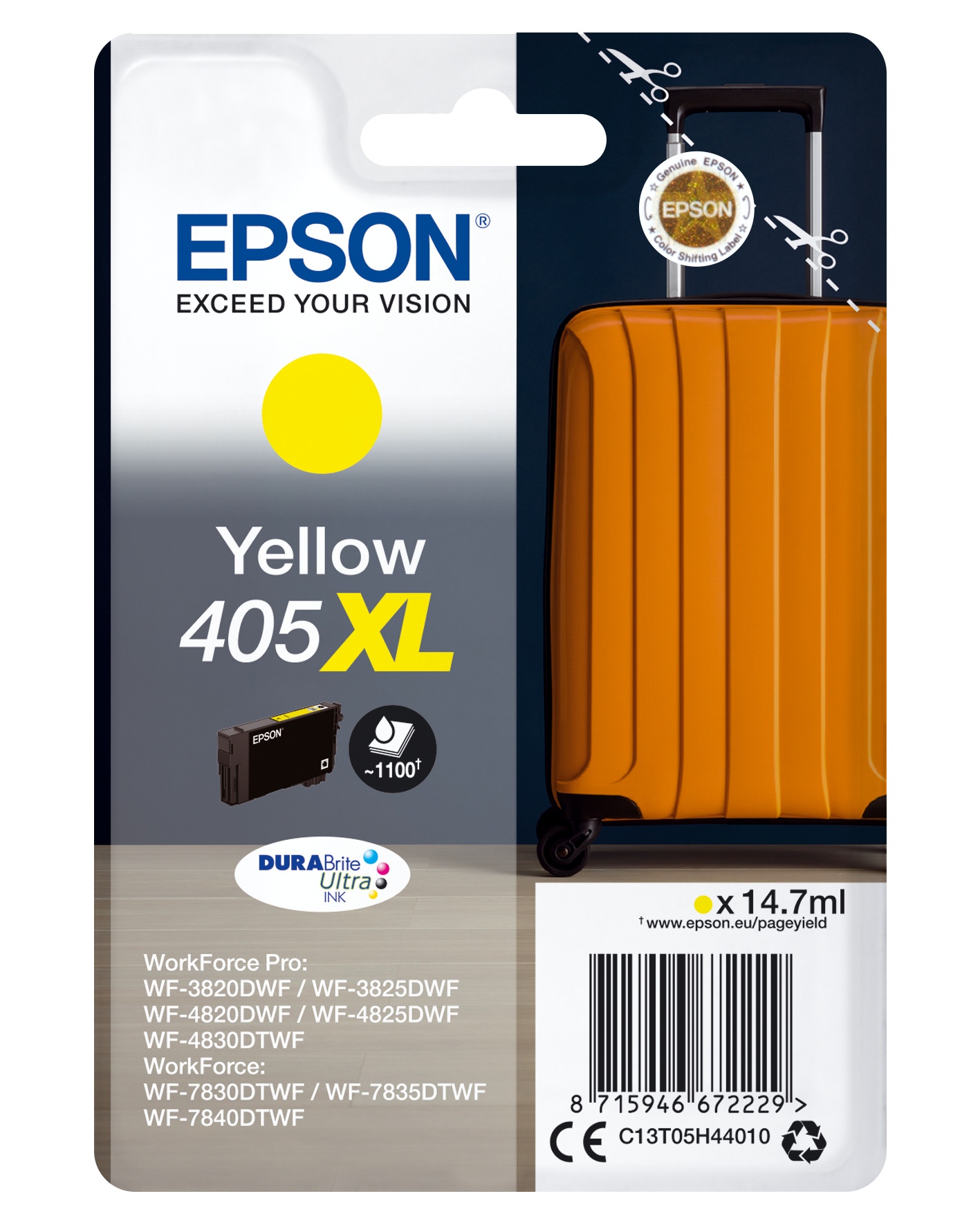 EPSON Epson Singlepack Yellow 405XL DURABrite Ultra Ink - STAMPANTI E SCANNER | TecnoCARE.net Sabaudia, Latina, Terracina, San Felice Circeo e Pontinia