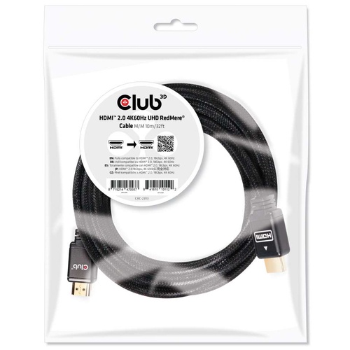 CLUB3D CLUB3D HDMI 2.0 MALE TO HDMI 2.0 MALE  HIGH SPEED 4K60HZ UHD - REDMERE 10M/32.8FT - CAVI HDMI/VGA/DVI/DP | TecnoCARE.net Sabaudia, Latina, Terracina, San Felice Circeo e Pontinia