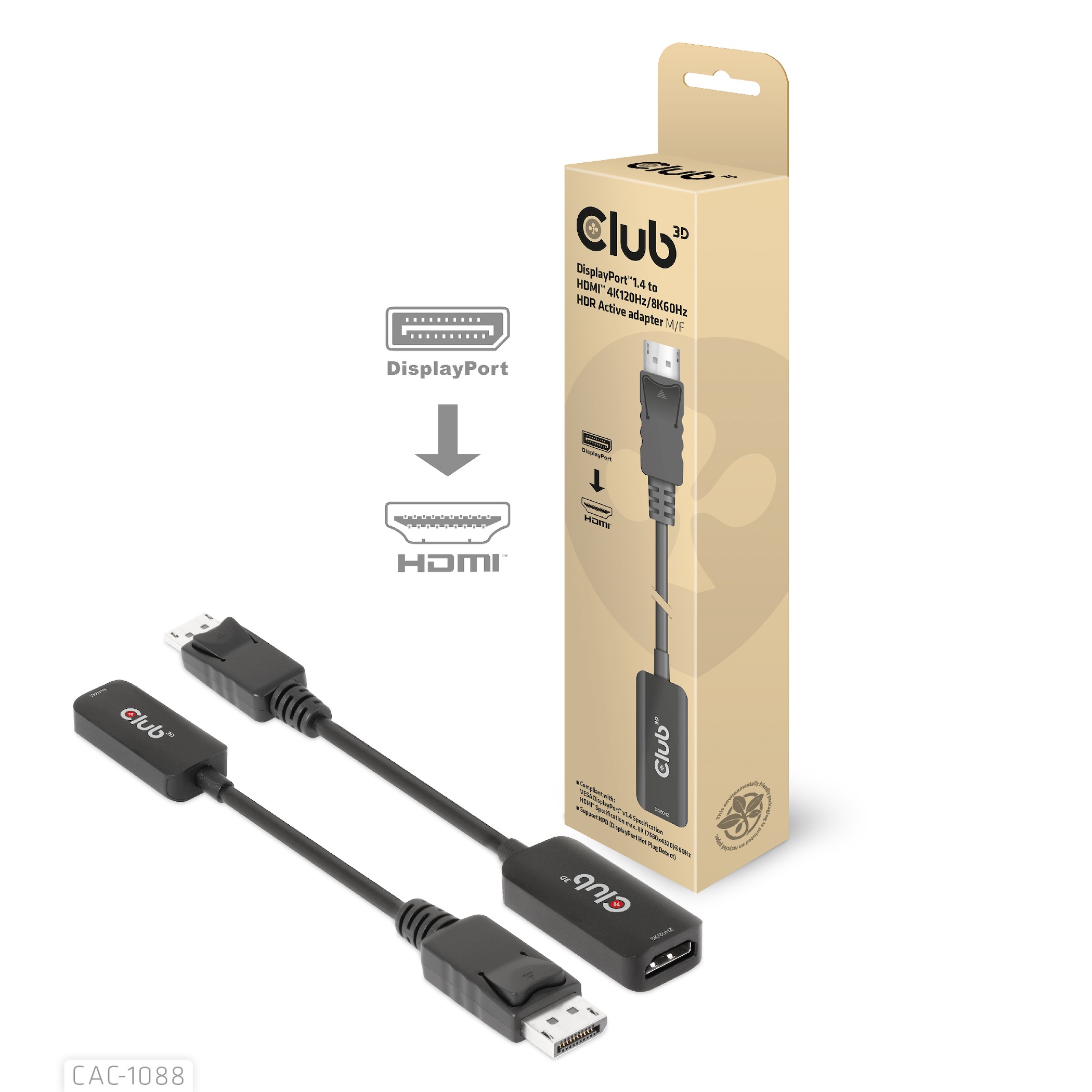 CLUB3D CLUB 3D ADATTATORE DISPLAYPORT 1.4 TO HDMI 4K 120HZ M/F - ADATTATORI | TecnoCARE.net Sabaudia, Latina, Terracina, San Felice Circeo e Pontinia